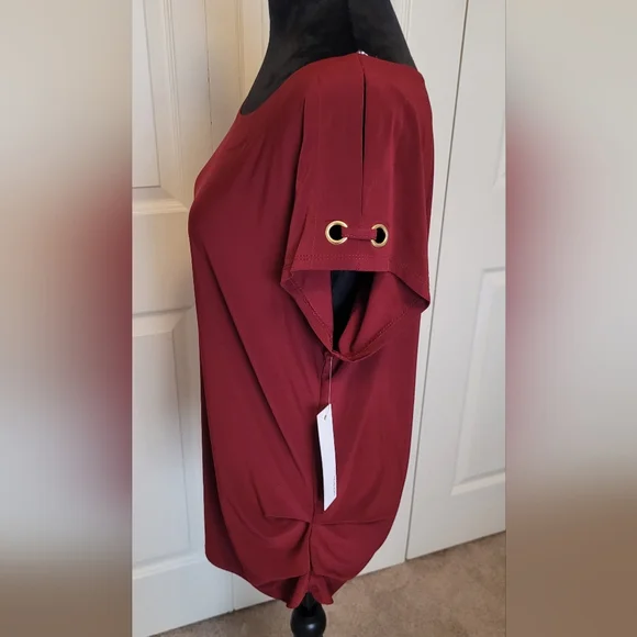 🔥2For$20 Lily Star Blouse Size Medium Dark Red Burgandy NEW - Picture 4 of 6